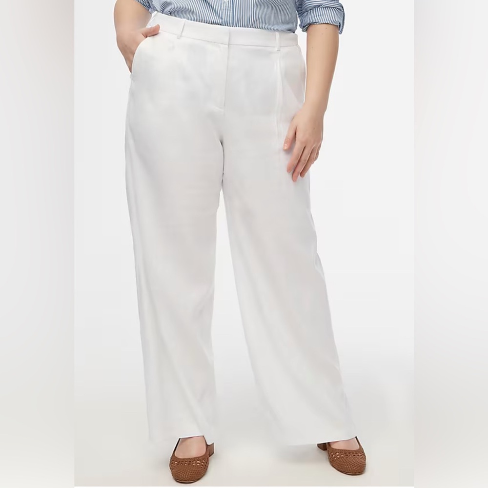 J Crew Women’s Linen-Blend Wide-Leg Pleated Trouser Pant